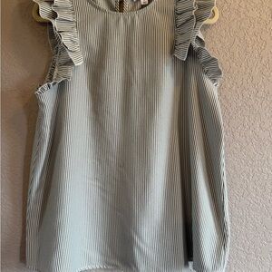 Elegant Striped Ruffle Sleeve Blouse